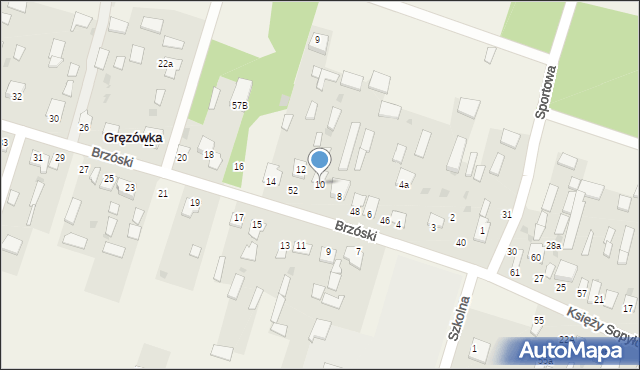 Gręzówka, Brzóski Stanisława, ks., 10, mapa Gręzówka