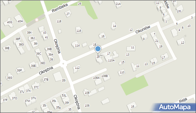 Grodzisk Mazowiecki, Braci Okuniów, 19, mapa Grodzisk Mazowiecki