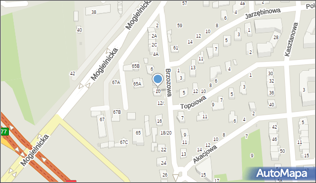 Grójec, Brzozowa, 10, mapa Grójec