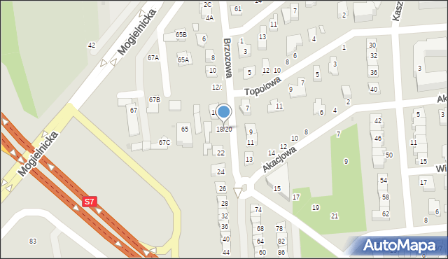 Grójec, Brzozowa, 18/20, mapa Grójec