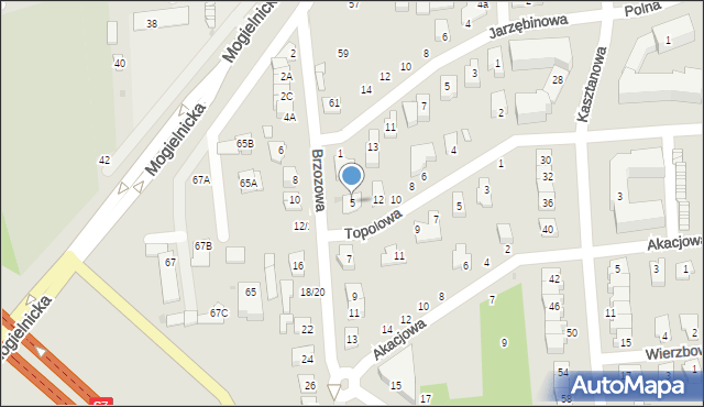 Grójec, Brzozowa, 5, mapa Grójec