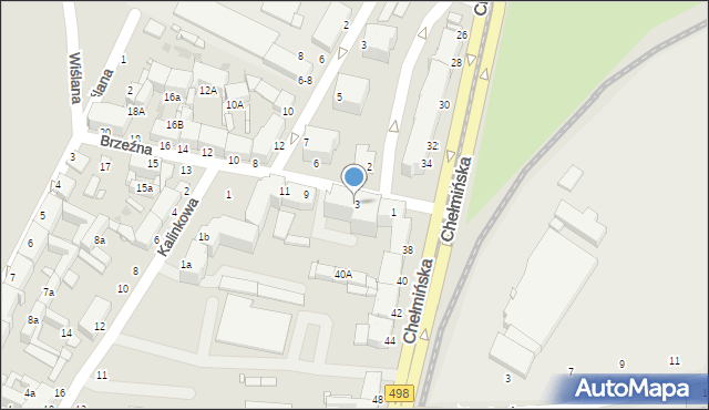 Grudziądz, Brzeźna, 3-5, mapa Grudziądza