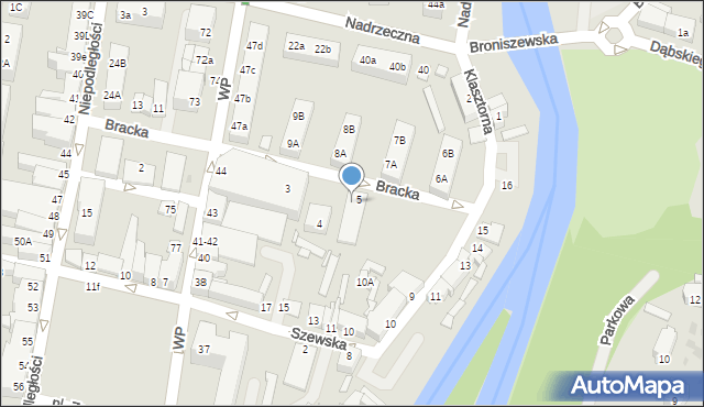 Gryfice, Bracka, 5a, mapa Gryfice