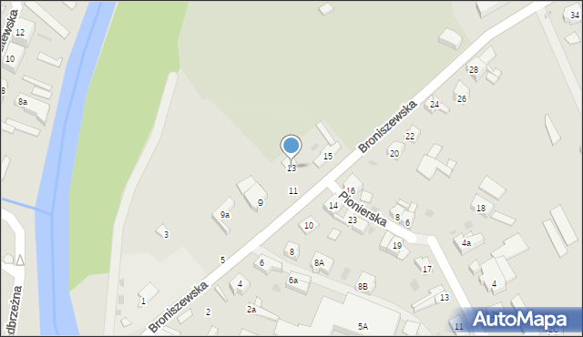 Gryfice, Broniszewska, 13, mapa Gryfice