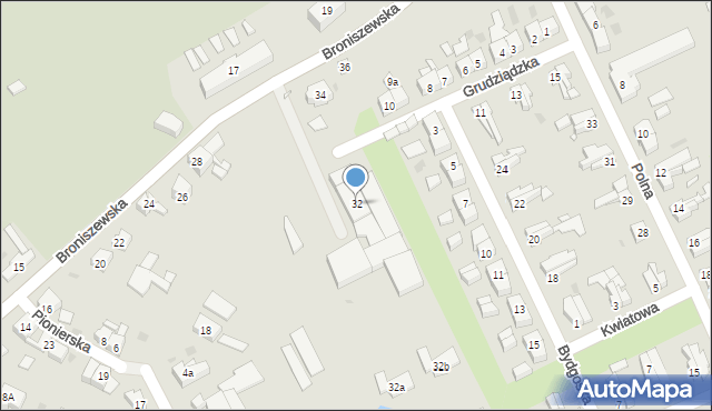 Gryfice, Broniszewska, 32, mapa Gryfice