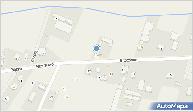 Grzędy, Brzozowa, 12, mapa Grzędy