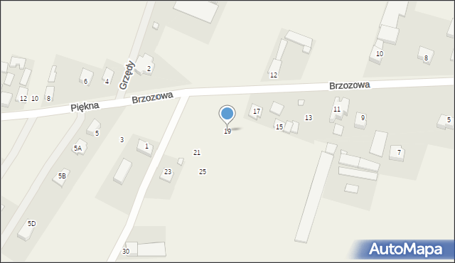 Grzędy, Brzozowa, 19, mapa Grzędy