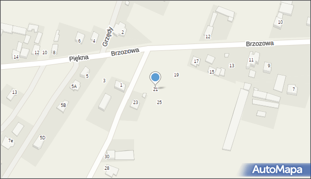 Grzędy, Brzozowa, 21, mapa Grzędy
