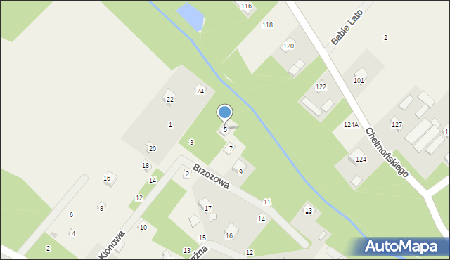 Grzymek, Brzozowa, 5, mapa Grzymek