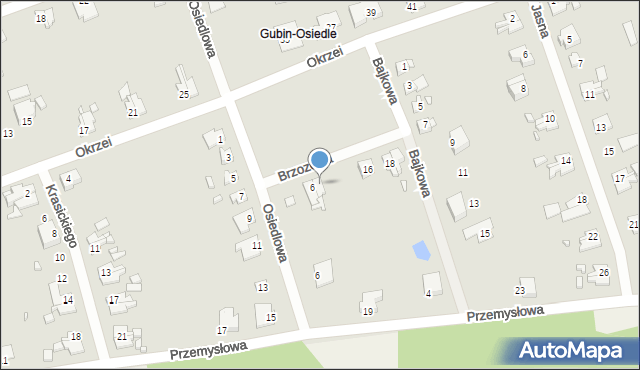 Gubin, Brzozowa, 8, mapa Gubin