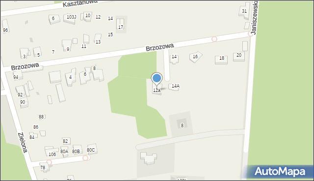 Janiszew, Brzozowa, 12a, mapa Janiszew