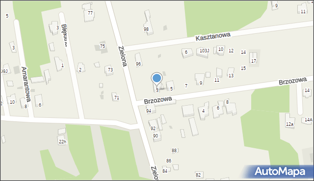 Janiszew, Brzozowa, 3, mapa Janiszew