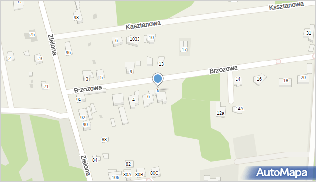 Janiszew, Brzozowa, 8, mapa Janiszew