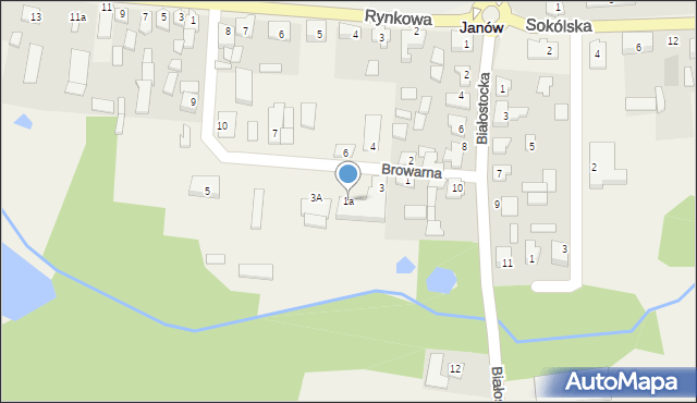 Janów, Browarna, 1a, mapa Janów
