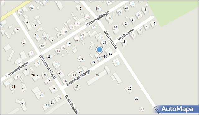 Jarocin, Brandowskiego Alfreda, 26a, mapa Jarocin