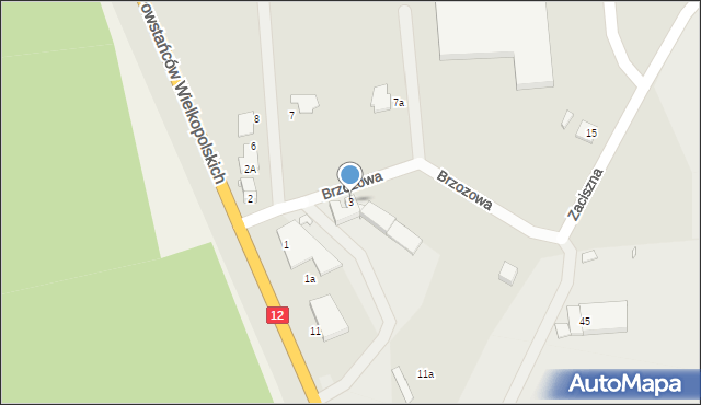 Jarocin, Brzozowa, 3, mapa Jarocin