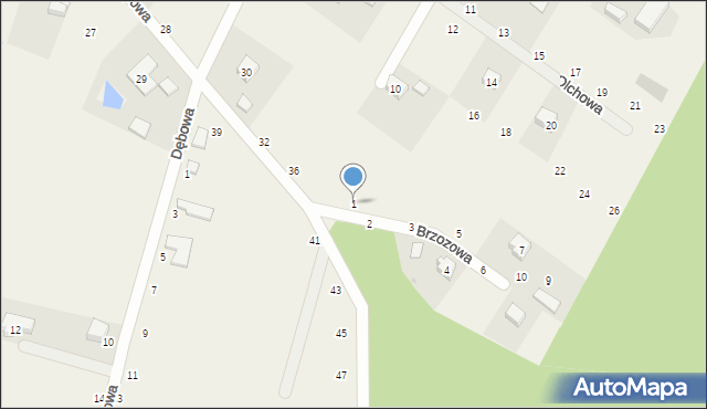 Jary, Brzozowa, 1, mapa Jary