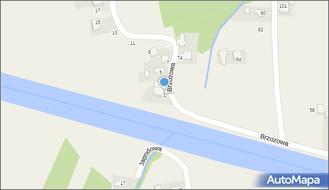 Jaśkowice, Brzozowa, 1, mapa Jaśkowice