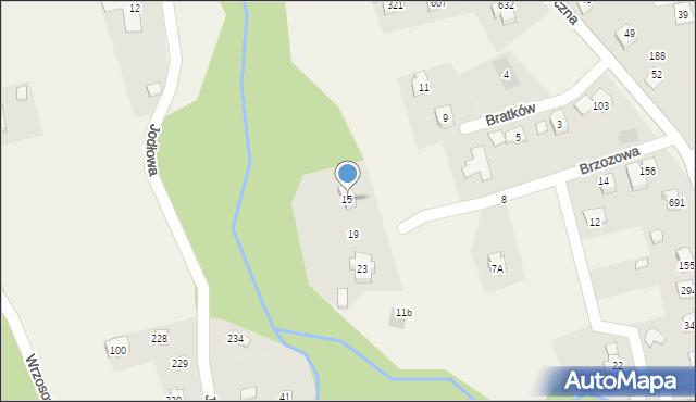Jaworze, Brzozowa, 15, mapa Jaworze