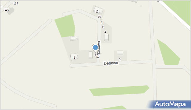 Jaźwiny, Brzozowa, 1, mapa Jaźwiny