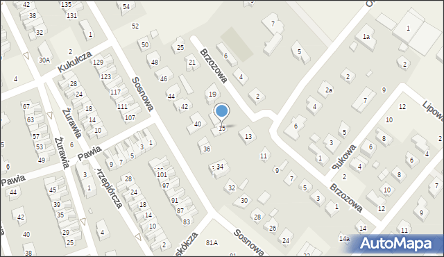 Jelonek, Brzozowa, 15, mapa Jelonek