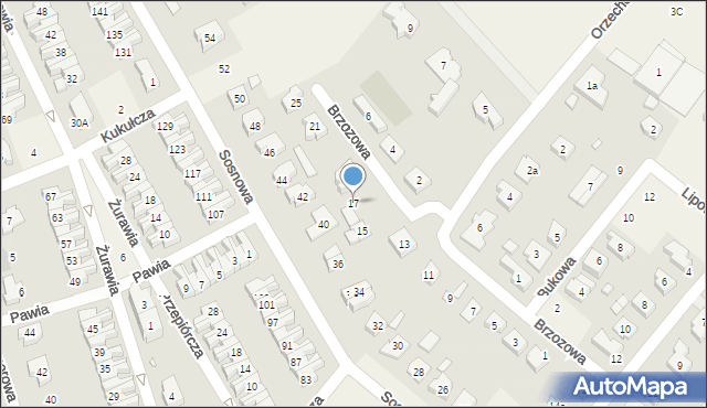 Jelonek, Brzozowa, 17, mapa Jelonek