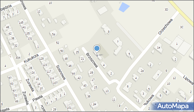 Jelonek, Brzozowa, 6, mapa Jelonek