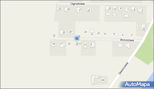 Jeżewo, Brzozowa, 13, mapa Jeżewo