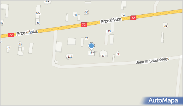 Jeżów, Brzezińska, 117, mapa Jeżów