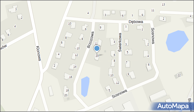 Jonkowo, Brzozowa, 13, mapa Jonkowo