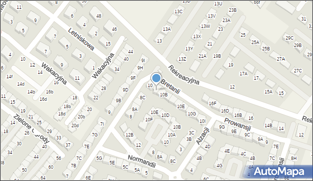 Józefosław, Bretanii, 10A, mapa Józefosław