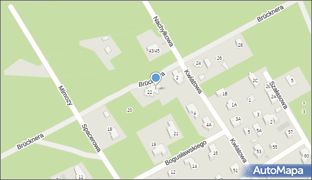 Józefów, Brücknera, 22a, mapa Józefów