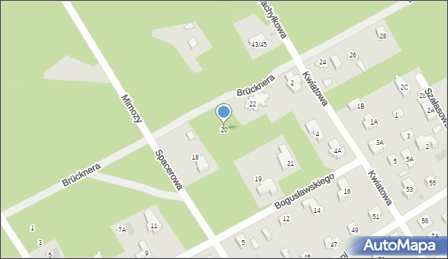 Józefów, Brücknera, 20, mapa Józefów