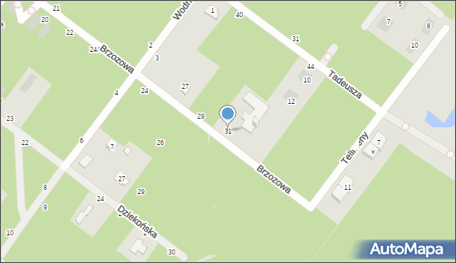 Józefów, Brzozowa, 31, mapa Józefów
