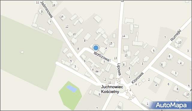 Juchnowiec Kościelny, Brzozowa, 5, mapa Juchnowiec Kościelny