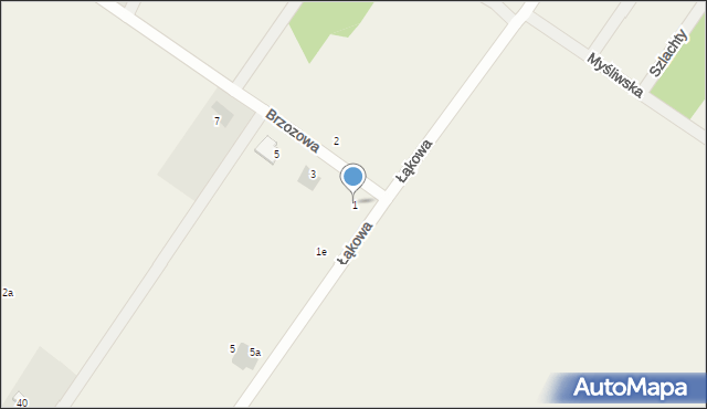 Kąck, Brzozowa, 1, mapa Kąck