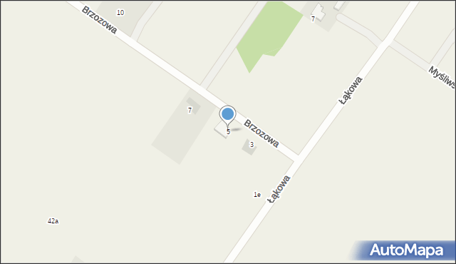 Kąck, Brzozowa, 5, mapa Kąck