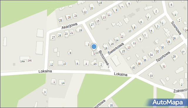 Kadzidło, Brzozowa, 1, mapa Kadzidło