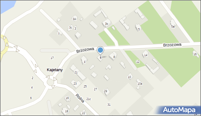 Kajetany, Brzozowa, 6, mapa Kajetany