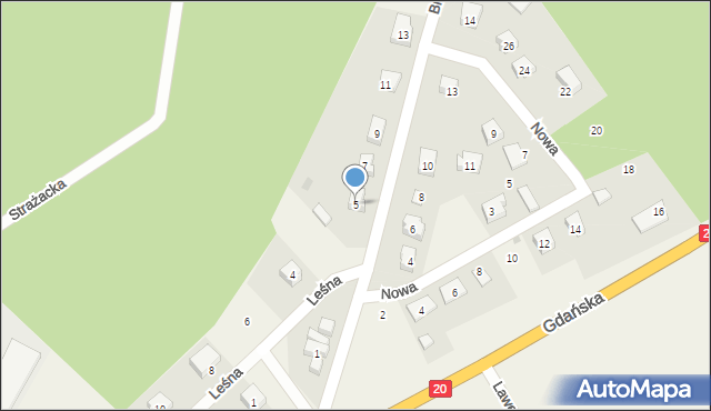 Kaliska Kościerskie, Brzozowa, 5, mapa Kaliska Kościerskie