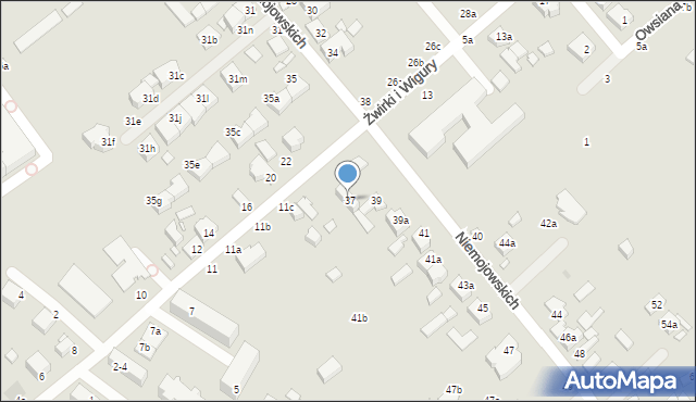 Kalisz, Braci Niemojowskich, 37a, mapa Kalisza
