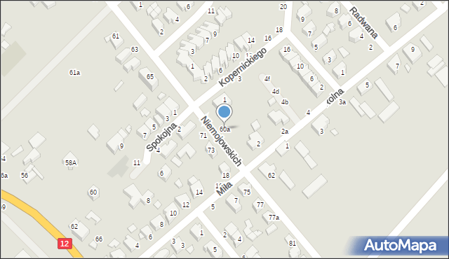 Kalisz, Braci Niemojowskich, 60a, mapa Kalisza