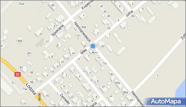 Kalisz, Braci Niemojowskich, 75, mapa Kalisza