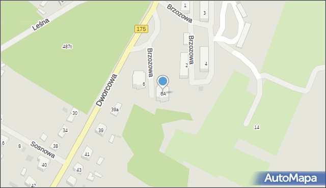 Kalisz Pomorski, Brzozowa, 6A, mapa Kalisz Pomorski