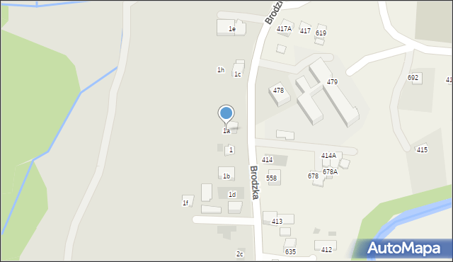 Kalwaria Zebrzydowska, Brodzka, 1a, mapa Kalwaria Zebrzydowska