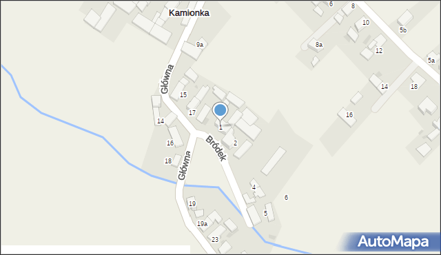 Kamionka, Bródek, 1, mapa Kamionka