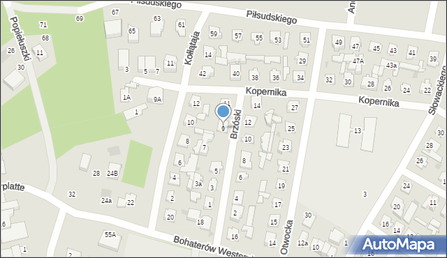 Karczew, Brzóski Stanisława, ks., 9, mapa Karczew