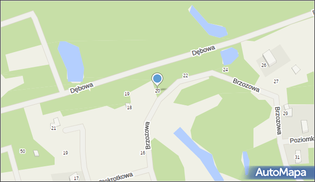 Karczewko, Brzozowa, 20, mapa Karczewko