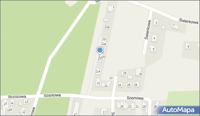 Karpicko, Brzozowa, 21C, mapa Karpicko