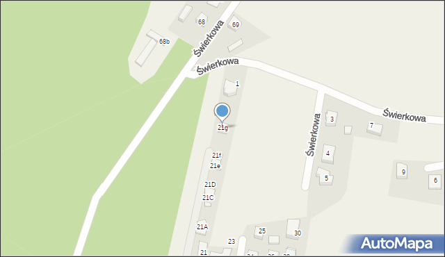 Karpicko, Brzozowa, 21g, mapa Karpicko